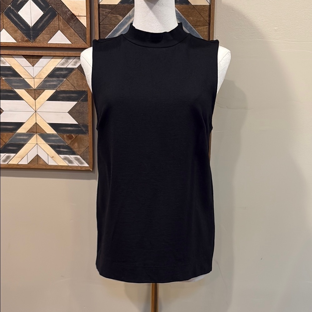 Banana Republic Black Sleeveless Mock Neck Zip Back Top XS